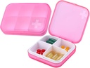 Bærbar Pill Organizer - Slim Pill Box til punge eller rejser, Compact Pill Case (4 + 6 Segment, Pink)