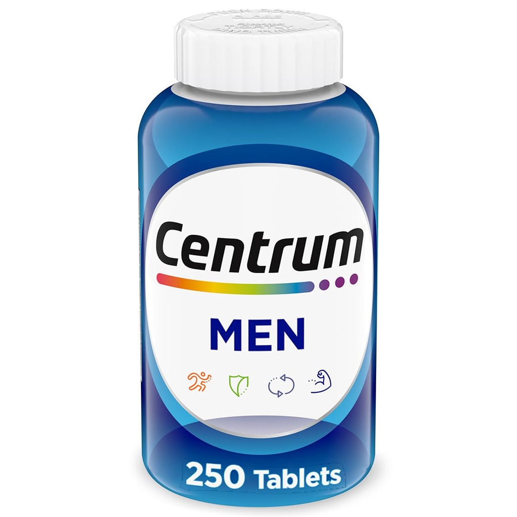 Centrum Multivitamin til mænd, Multivitamin / Multimineral tillæg med vitamin D3, B Vitamin og antioxidanter, Gluten Free, Non- GMO Ingredienser - 250 Tæl