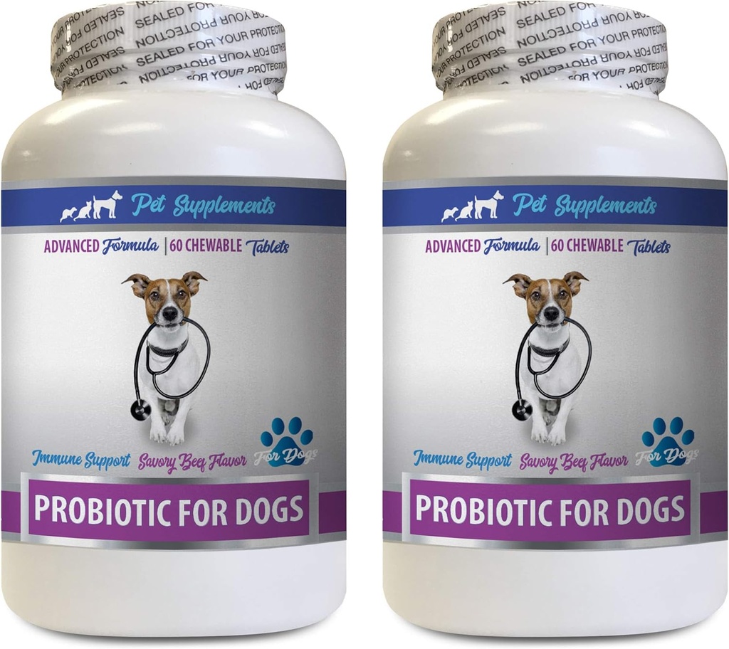 Anti Diarré piller til hunde - PROBIOTIK til hunde - sund Gut - Stop Gas Diarré og dårlig ånde - fordøjelsesbesvær Boost - hund probiotika Pakninger - 2 flasker (120 Treats)