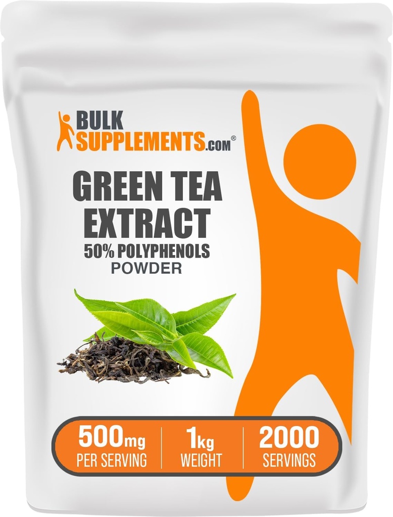BulkSupplements.comgreen Tea Extract Powder - 50% polyphenoler supplement, EGCG Kosttilskud - Gluten Free, 500mg per servering, 1kg (2,2 lbs) (Pack of 1)
