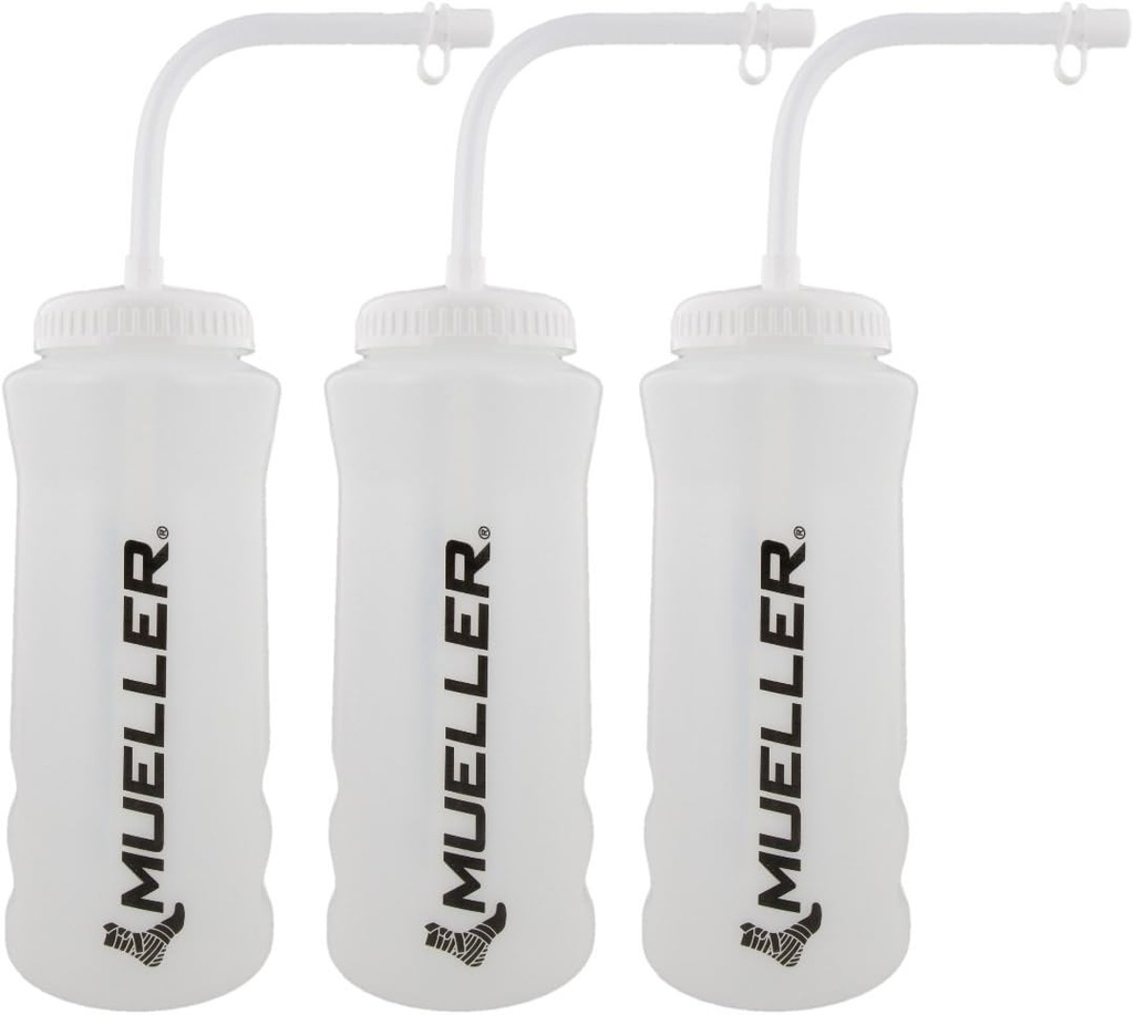 Mueller Quart Bottle w/ Straw, Natural Color w/ Black Letters (3-Pack)