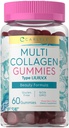 Carlyle Collagen Gummy; 60 Greve og 124; Multi Collagen Complex; 124; Beauty Formel Supplements 124; Blandet Berry Flavor; 124; Non-GMO, Gluten Free