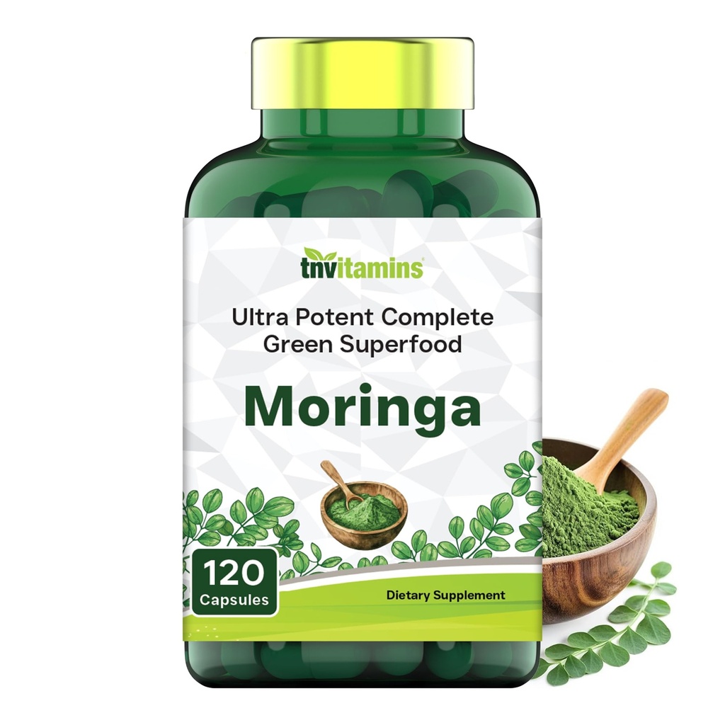 tnvitaminerne Moringa Kapsler 10.000 mg - 120 Kapsler er 124; Pure Moringa Oleifera Leaf pulver Supplement 124; Kraftfuld grøn superfood er 124; Super Grønne pulver piller er 124; Non- GMO, Lavet i USA!