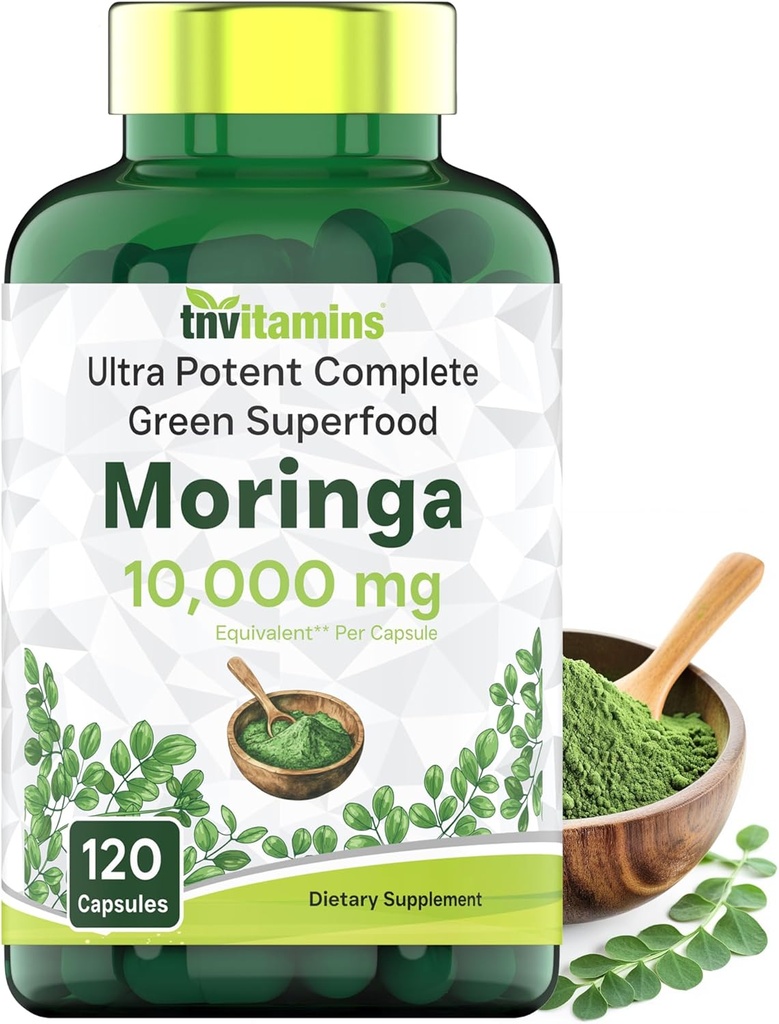 tnvitaminerne Moringa Kapsler 10.000 mg - 120 Kapsler er 124; Pure Moringa Oleifera Leaf pulver Supplement 124; Kraftfuld grøn superfood er 124; Super Grønne pulver piller er 124; Non- GMO, Lavet i USA!