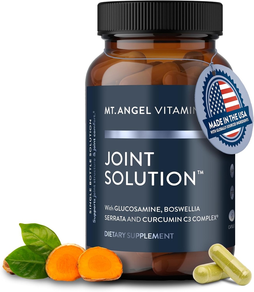 Mt. Angel Vitamin - fælles løsning - Curcumin C3 Complex, gurkemeje, tumerisk, gurkemeje, fælles supporttillæg, tumerisk og gurkemeje, gurkemeje, glucosamin, kollagen - 60 Caps