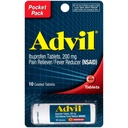 Advil overtrukne tabletter Smerte Reliever og Feber Reducer, Ibuprofen 200mg, 4 x 10 Grev Hætteglas, Hurtig Smerte Relief, Pocket Pack