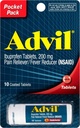 Advil overtrukne tabletter Smerte Reliever og Feber Reducer, Ibuprofen 200mg, 4 x 10 Grev Hætteglas, Hurtig Smerte Relief, Pocket Pack