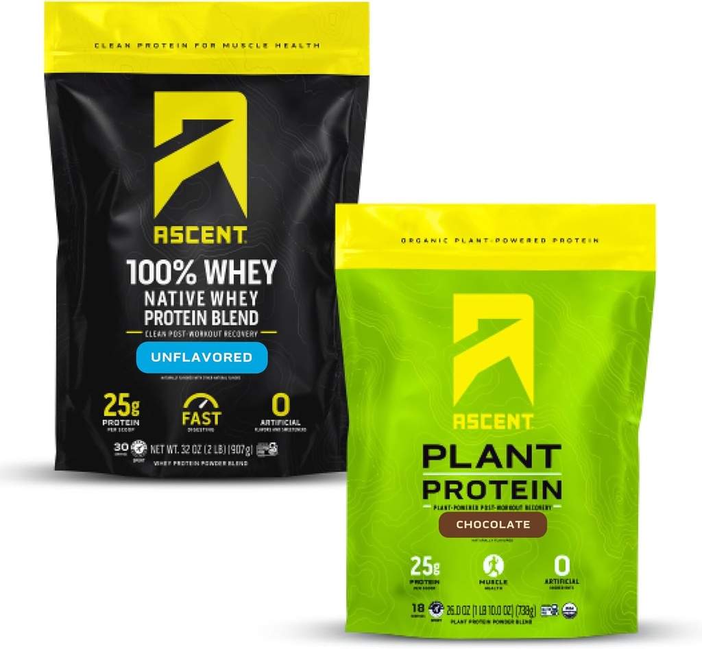 Aduft Whey + Plant Protein Powder - Unflavored 2 LB & Chokolade 18 Servering