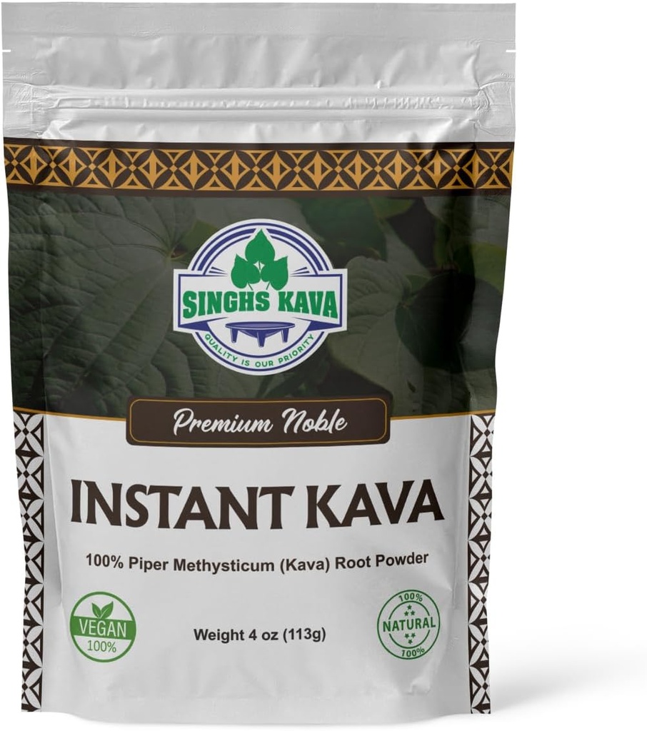 SINGHS Mikroniseret Instant Kava Powder- Fijian Kava (4oz), 4 Ounce (pakke med 1)