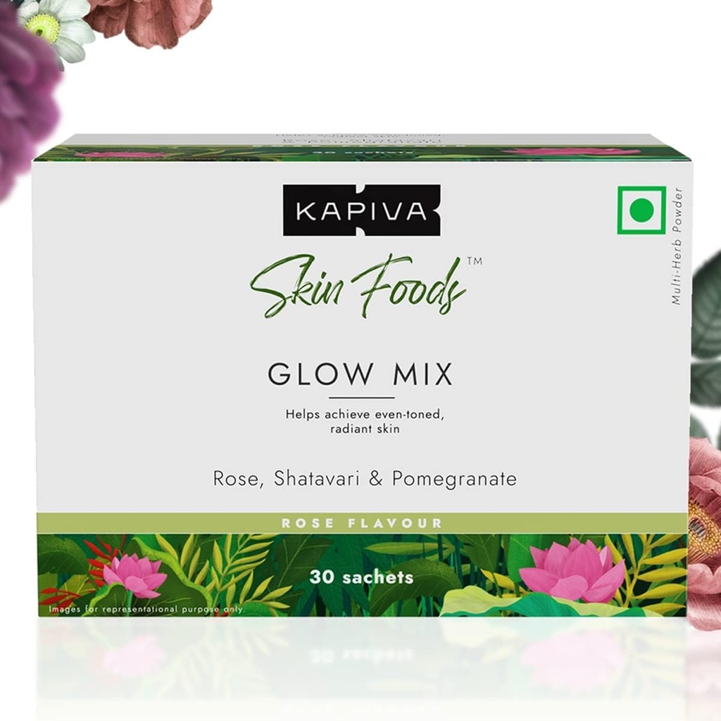 Kapiva Skin fødevarer Glow Mix 124; Ayurvedic Skin Supplement, Collagen Pulver
