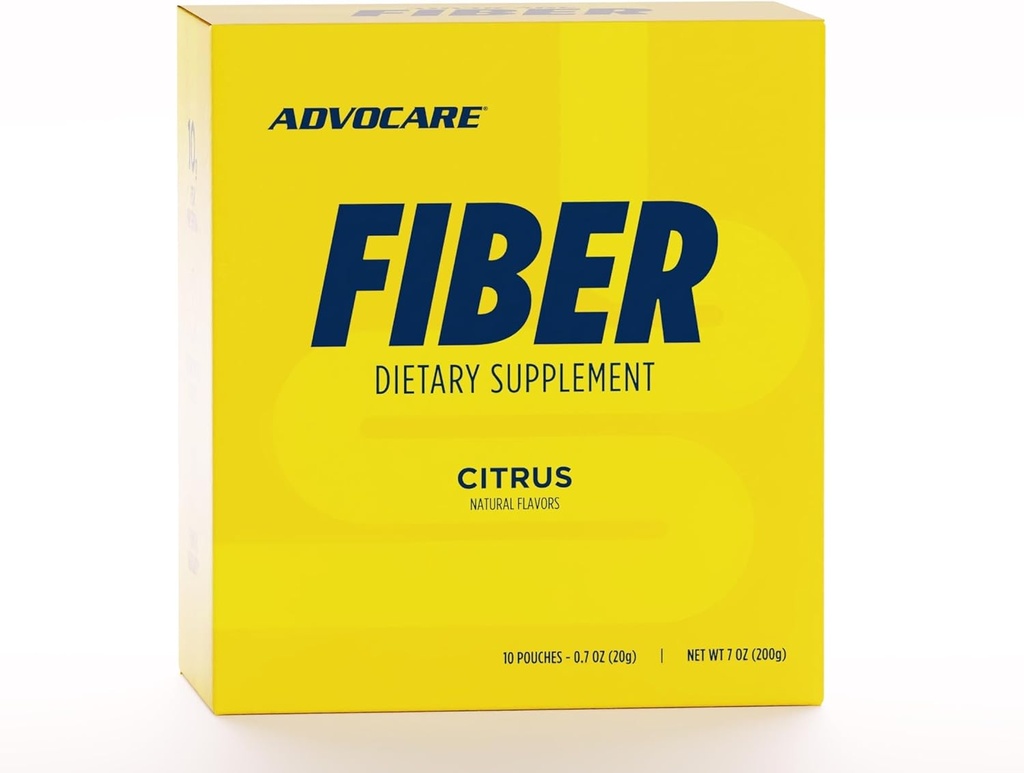 AdvoCare Fiber Kosttilskud - Daily Fiber Powder supplement med Opløselig & Uopløselig Fiber - Fiber Blend omfatter Psyllium Husk & Citronsyre - Understøtter fordøjelsessygdomme * - Citrus, 10 Pouches