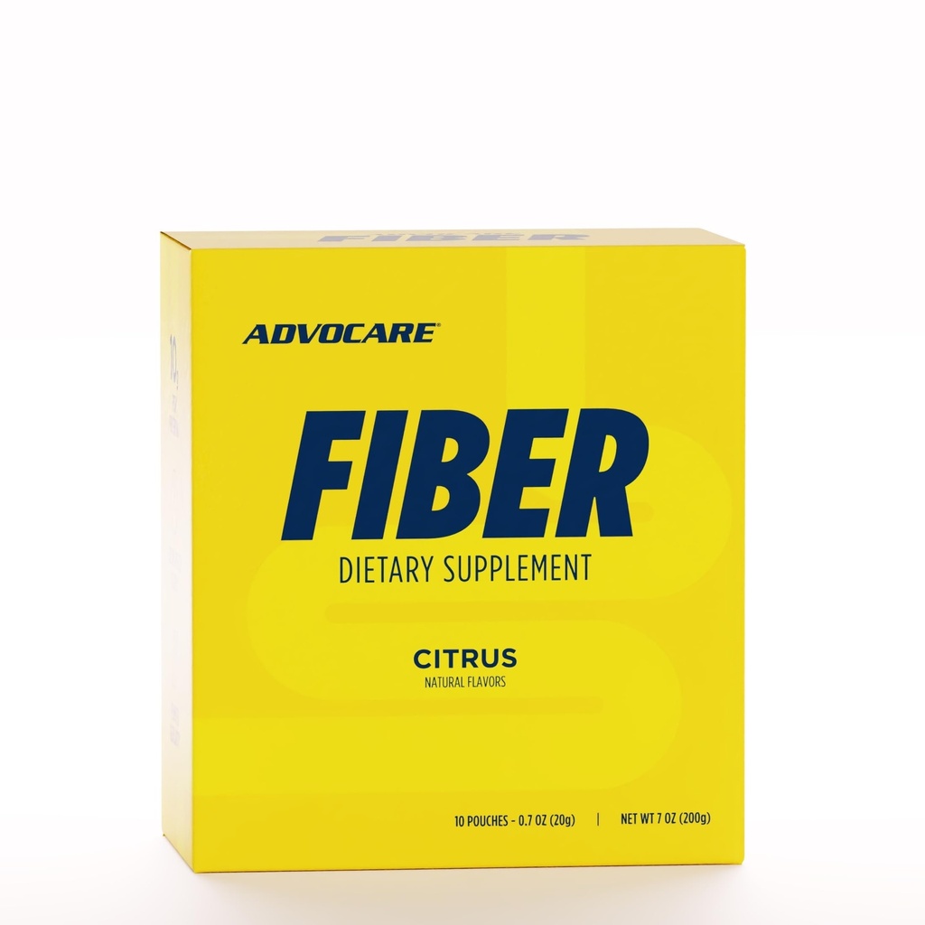 AdvoCare Fiber Kosttilskud - Daily Fiber Powder supplement med Opløselig & Uopløselig Fiber - Fiber Blend omfatter Psyllium Husk & Citronsyre - Understøtter fordøjelsessygdomme * - Citrus, 10 Pouches