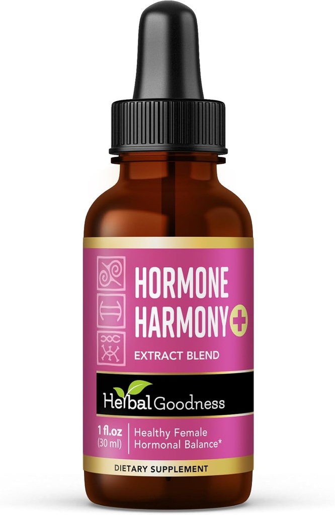 Herbal Godhed Hormone Harmony 1oz - Organic Hormone Balance Supplement for kvinder, Beriget med Probiotika, Menopause Relief, Fertilitet support, PMS & Amning Aid