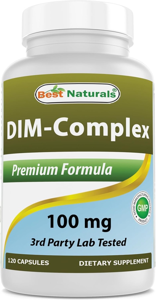Bedste Naturals DIM supplement 100 mg 120 Kapsler, DIM for østrogen Metabolisme & Balance, For overgangsalderen, Body Building, PCOS & Hormonal Acne