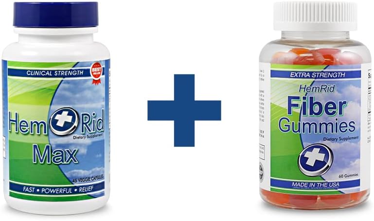 HemRid Max, Fiber Gummies - Giver hurtig lindring for klø, brænding, dual forsvar bundle