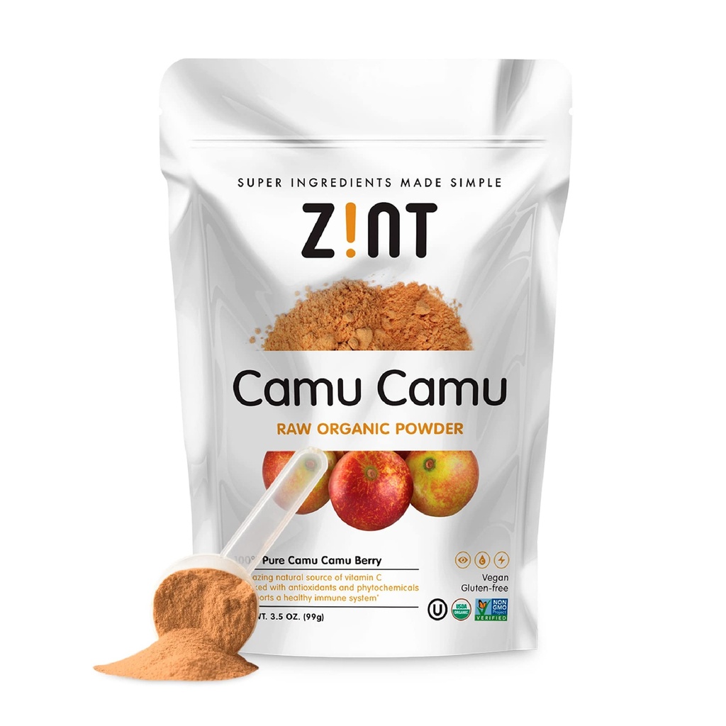 Zint Camu Camu Powder Organic Medical 124; Superfood Powder Medical 124; Organic Fruit Medicent Medical 124; Antioxidants Source Perfect for smoothies, Juices, Ice Creams Medical 124; Non- GMO, Gluten- Free, Kosher Medical 124; 3,5 oz