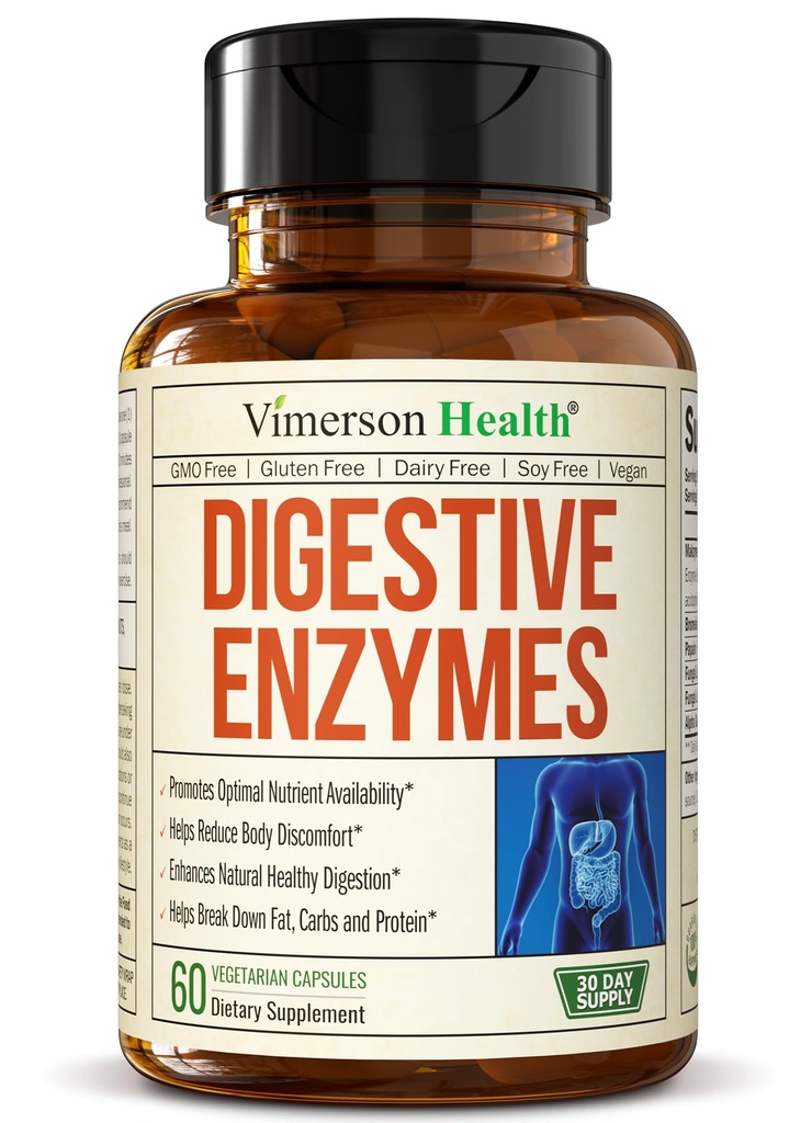 Digitale enzymer - Probiotiske Multi Enzyme (Enzimas Digitivas) - Digitale Kosttilskud med Unique Makzyme- Pro Formel - Avancerede enzymer til fordøjelse, tarmbevægelser og næringsstofabsorption. 60 Caps