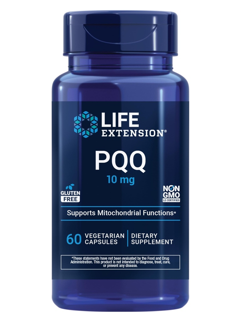 Life Extension PQQ Caps – Pyrroloquinoline Quinone, 10 mg – Promotes the Growth of New Mitochondria, ATP, Energy Support – Gluten-Free, Non-GMO, Vegetarian – 60 Capsules