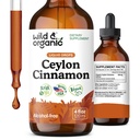 Wild & Organic Ceylon Cinnamon Tincture 500 mg - Flydende kanel Kosttilskud til total support - Cinnamomum Verum Bark Extract - Vegan, Sukker & Alkoholfri, Non- GMO - 4 fl oz