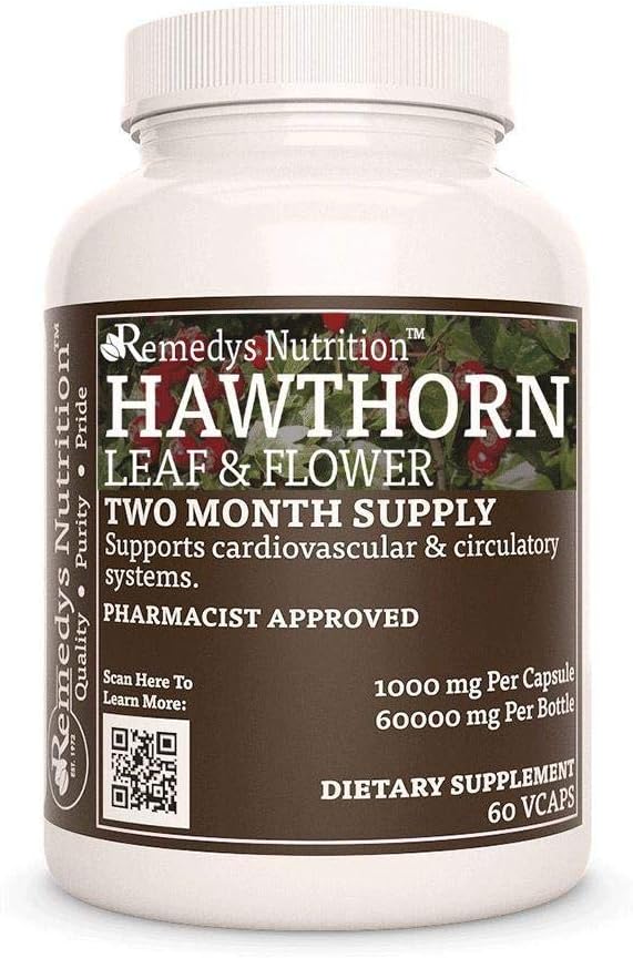 Remedy 's Nutrition Hawthorn Leaf & Flower Note 124; 1000 mg, 60 Vegan Kapsler Herbal Kosttilskud