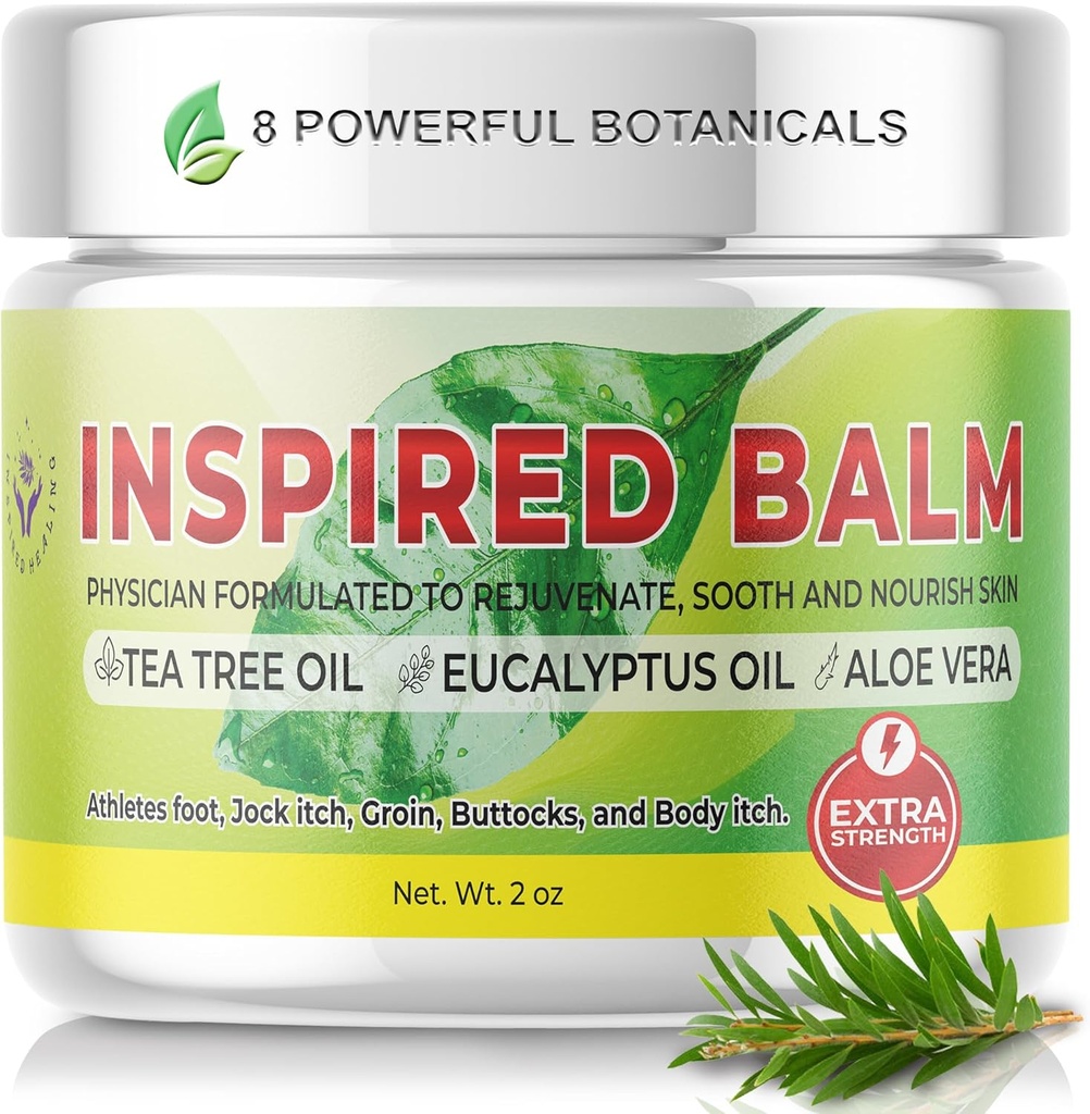 Ekstra styrke Tea Tree Balm til hud - Atleter Foot Cream - Jock Itch Cream til mænd og kvinder - Ringorm Cream - Ideel til Itchy, tør hud - hurtig fungerende læge Formuleret Tea Tree Foot Cream (2oz)