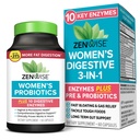Zenwise Health 3- in-1 Womens Probiotic Supplement for fordøjelsesbesvær, Gut Flora & Vaginal Health - Daglige Probiotika & Prebiotika for kvinder med fordøjelsessygdomme understøtter Bloating & Gas Relief - 60 Greve