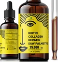 Væske Biotin Collagen Keratin 4fl oz Flydende kosttilskud til kvinder - Omfattende formel hår hud negle Supplement med 10000mcg Collagen 5000 mcg Biotin 5000 mcg Keratin 5000 mcg Saw Palmetto