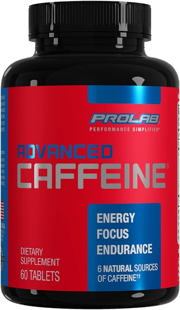 ProLab Nutrition Advanced Coffein 200mg, Fast- Actioning Natural Coffein Tablets with Green Tea Extract, Clean Energy, Mental Focus (60 Greve (Pack of 1))