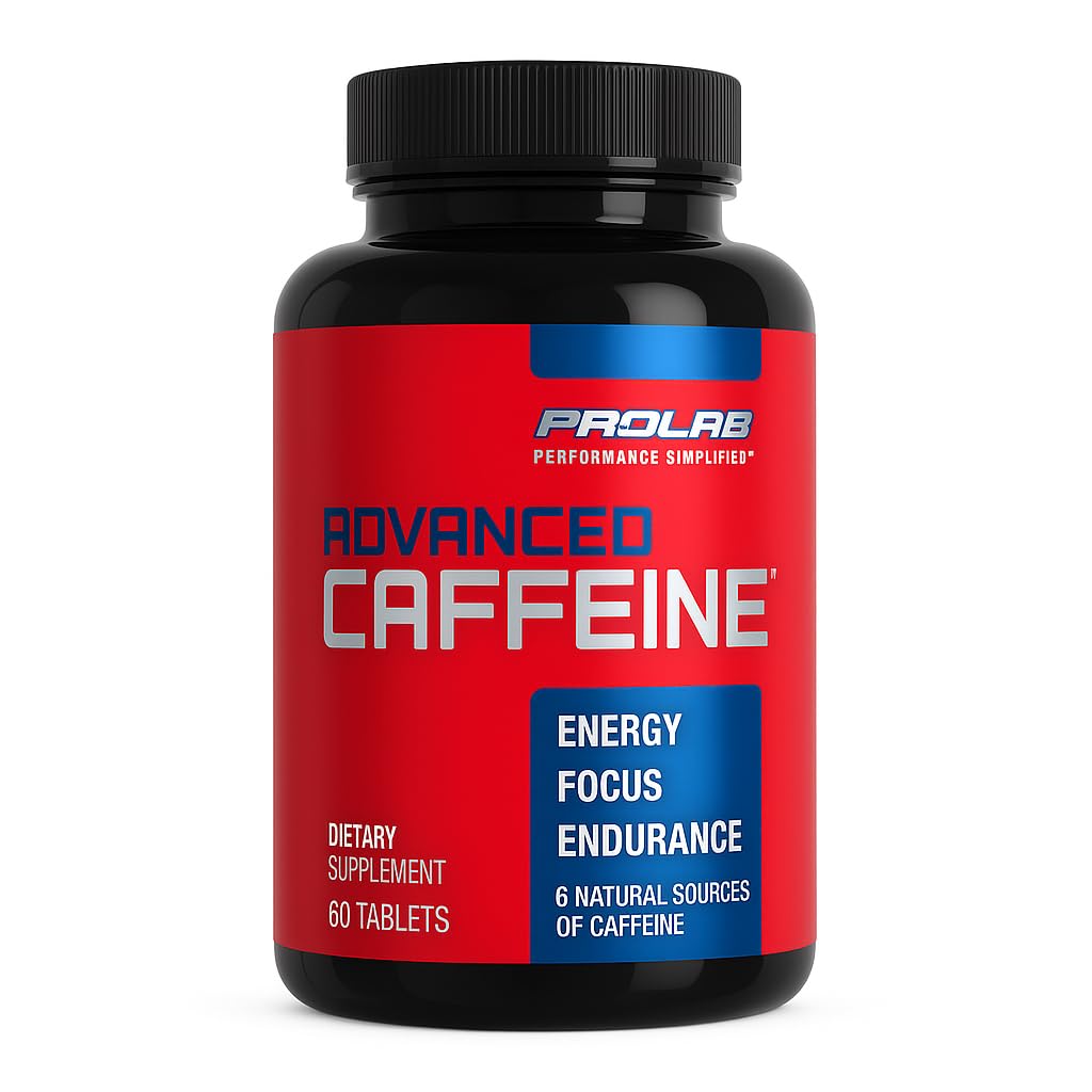 ProLab Nutrition Advanced Coffein 200mg, Fast- Actioning Natural Coffein Tablets with Green Tea Extract, Clean Energy, Mental Focus (60 Greve (Pack of 1))