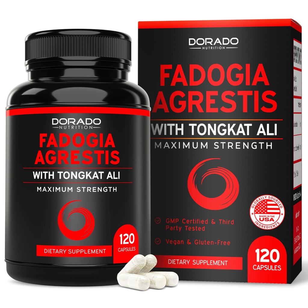 Fadogia Agrestis og Tongkat Ali Supplement Performance Blend - (120 kapsler) - Maksimal styrke - Drive, Atletisk Performance & Muskelmasse - Gluten Free, Non- GMO, Vegan Kapsler - USA Made