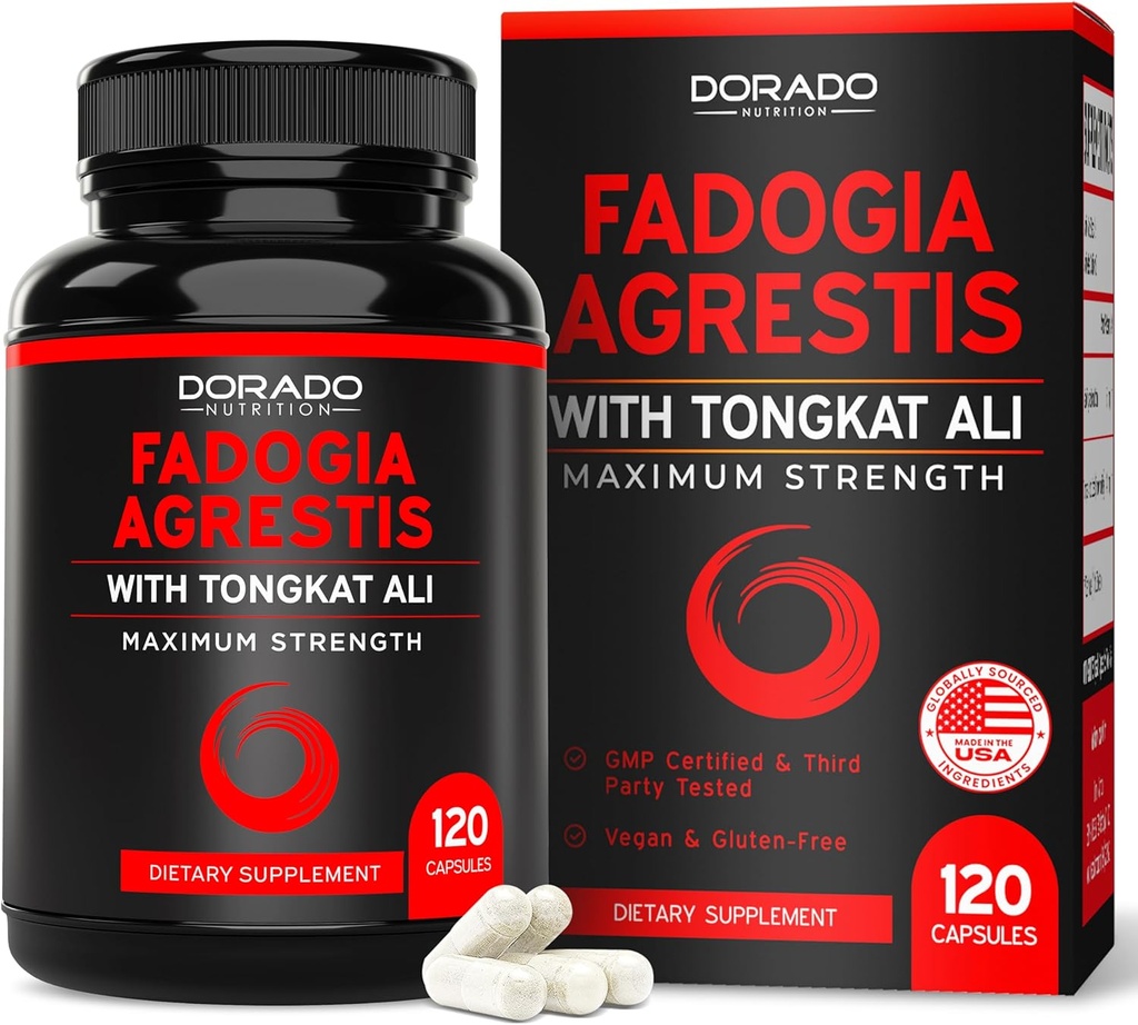 Fadogia Agrestis og Tongkat Ali Supplement Performance Blend - (120 kapsler) - Maksimal styrke - Drive, Atletisk Performance & Muskelmasse - Gluten Free, Non- GMO, Vegan Kapsler - USA Made