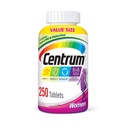 Centrum Multivitamin til kvinder, Multivitamin / multimineral supplement med jern, vitamin D3, B Vitamin og antioxidant Vitamin C og E, Tablet, Gluten Free, Non- GMO Ingredienser - 250 Greve