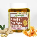 HERBOGANIC Ingefær Sea Moss Gummies - Urtestøtte til immun- og fordøjelsessygdomme - Plant- drevet, Gluten- Free & Vegan- Friendly - 60 Greve