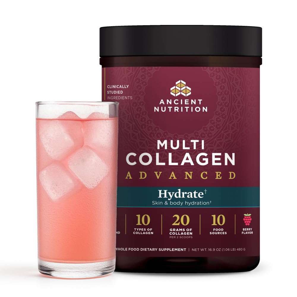 Ancient Nutrition Advanced Multi Collagen Protein Powder Hydrate, Blandet Berry, 30 Servering