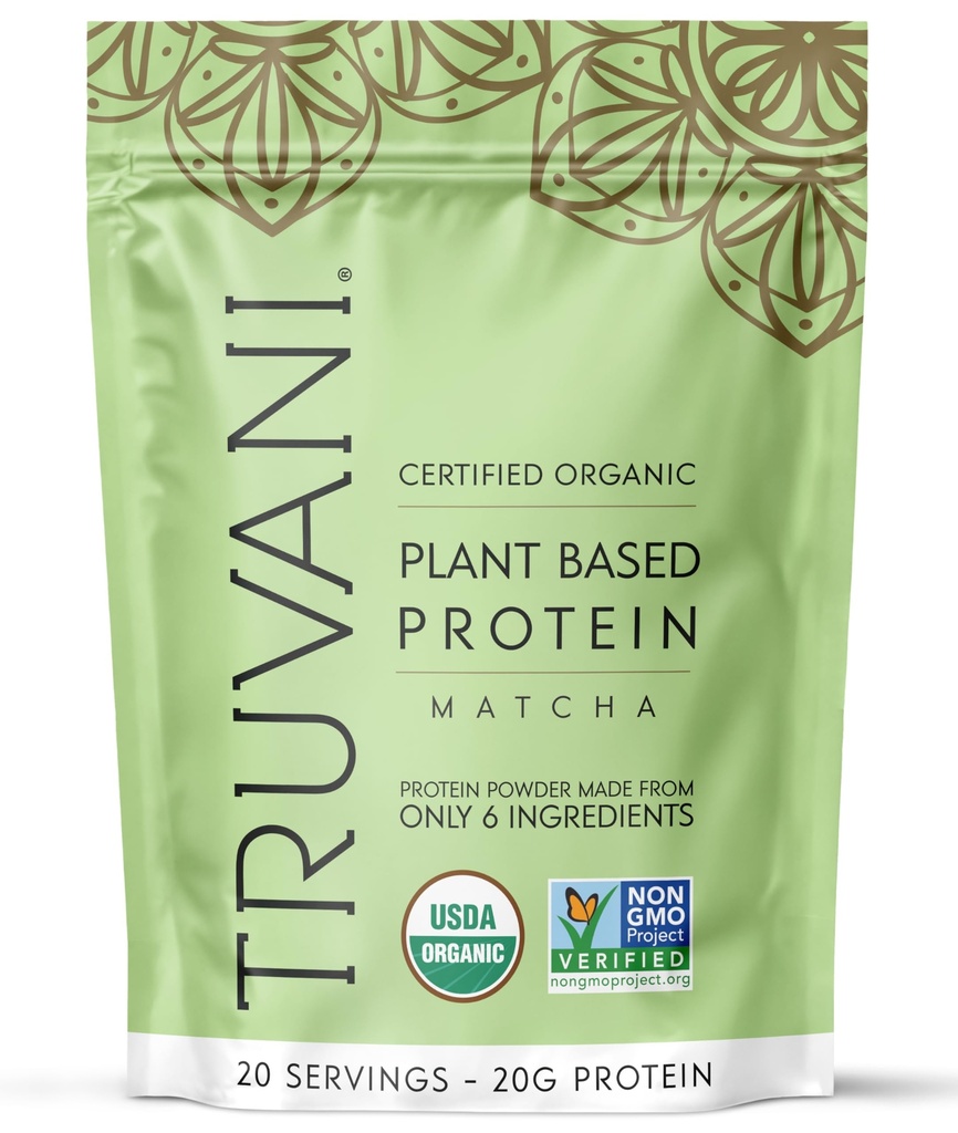 Truvani Vegan Pea Protein Powder Medical 124; Matcha Medical 124; 20g Organic Plant Based Protein Medical 124; 20 Servering Medical 124; Keto Medical 124; Gluten & Dairy Free Medicine Free Medical Carb Medical 124; Ingen tilsat sukker