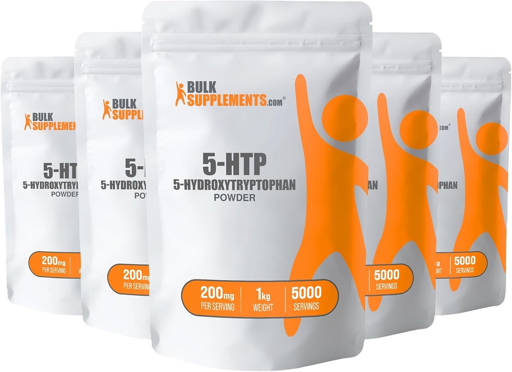 BulkSupplements.com 5- HTP Powder - 5- Hydroxytryptophan, 5 HTP Supplement - 5- HTP 200mg, Mood Support - Gluten Free, 200mg per Serving, 5kg (11 lbs) (Pack of 5)
