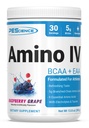 PEScience Amino IV BCAA & EAA Powder, Essential Aminosyrer, Taurine, Elektrolytter til hydrering og muskel Inddrivelse, Sukker fri for mænd og kvinder, Post træning - Raspberry Grape - 30 Tjenester