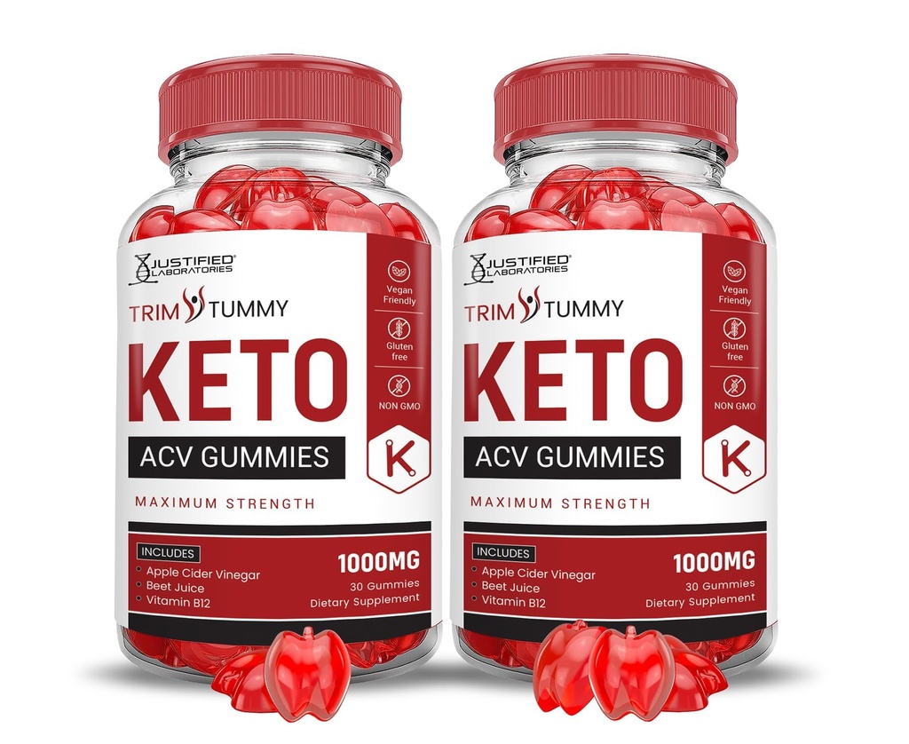 Justified Laboratories (2 Pack Trim Tummy Keto ACV Apple Cider Vinciate Formulated with Pomegranate Beet Juice Powder B12 Vegan Non GMO 120 Gummies
