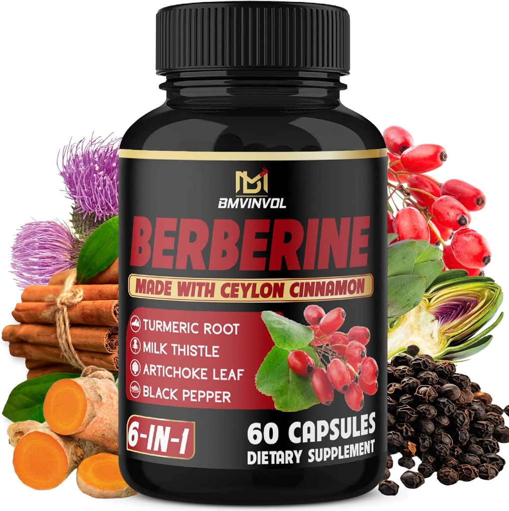 Berberine med Ceylon Cinnamon, Gurkemeje, Milk Thistle, Artichoke, Black Pepper - 60 Greve - Pack of 1
