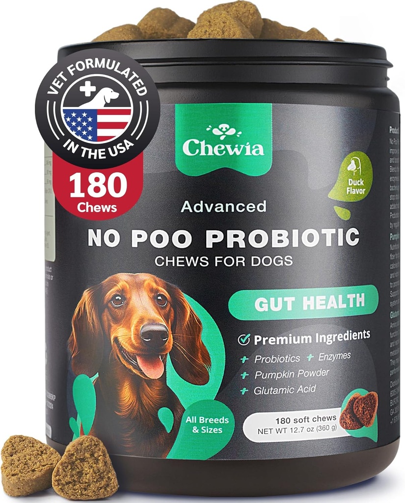 Coprophagia Deterrent - Ingen Poo Chews for Hunde - Hundeprobiotika til fordøjelsessygdomme med enzymer - Canine Afføring Deterrent - fordøjelsesbesvær, tandpleje, Gut & Immunsygdomme Treatings - Ingen Poop Eating