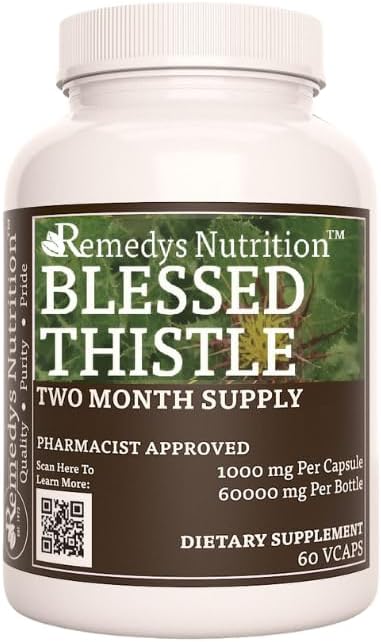 Remedy 's ernæring Velsignet Thistle ttesmå 124; 1.000 mg, 60 Vegansk Kapsler Urte Kosttilskud 124; Two Month Supply