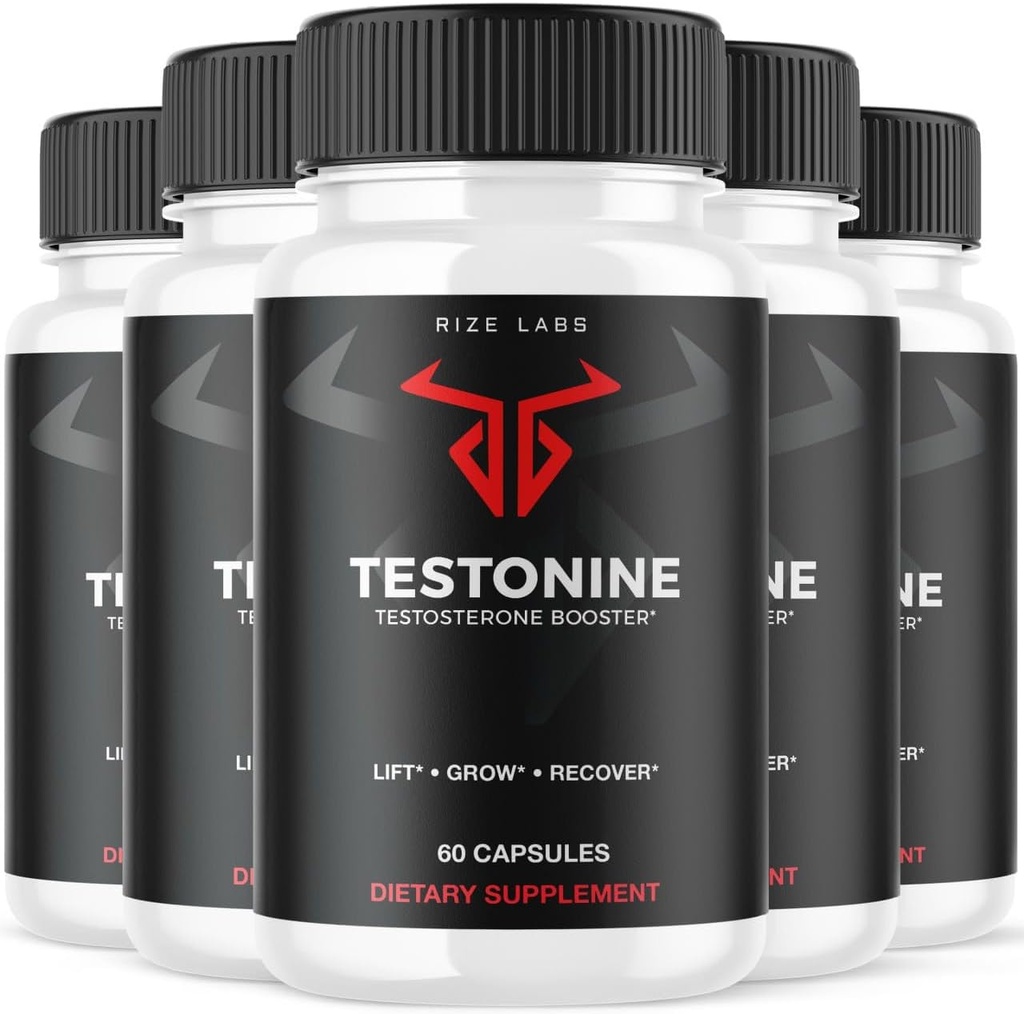 rize laboratorier (5 Pack) Testonine Mand tillæg, Testonine kapsler til mænd, Testonine maksimal styrke Formel, Testonine All- Natural Pill for Muscle Power, Testonine anmeldelser (300 Kapsler)