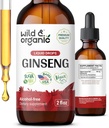 Wild & Organic Korean Red Ginseng Extract Drops - Panax Ginseng Supplement for Immune Support - Liquid Root Tincture for Overall Well-Being - Vegan, Sugar & Alcohol-Free - 2 fl oz