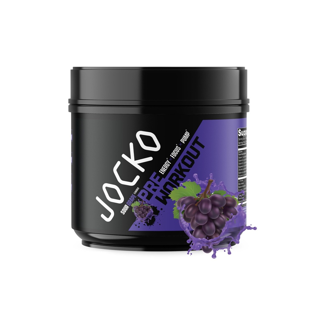 Jocko Fuel Ultimate Pre Workout Powder - Pre- Workout Energy Powder Drikke til mænd og kvinder - High Stim Sugar- Free Nootrop Blend til støtte Muskelpumpe, energi, & Inddrivelse 200mg Koffein Sour Grape