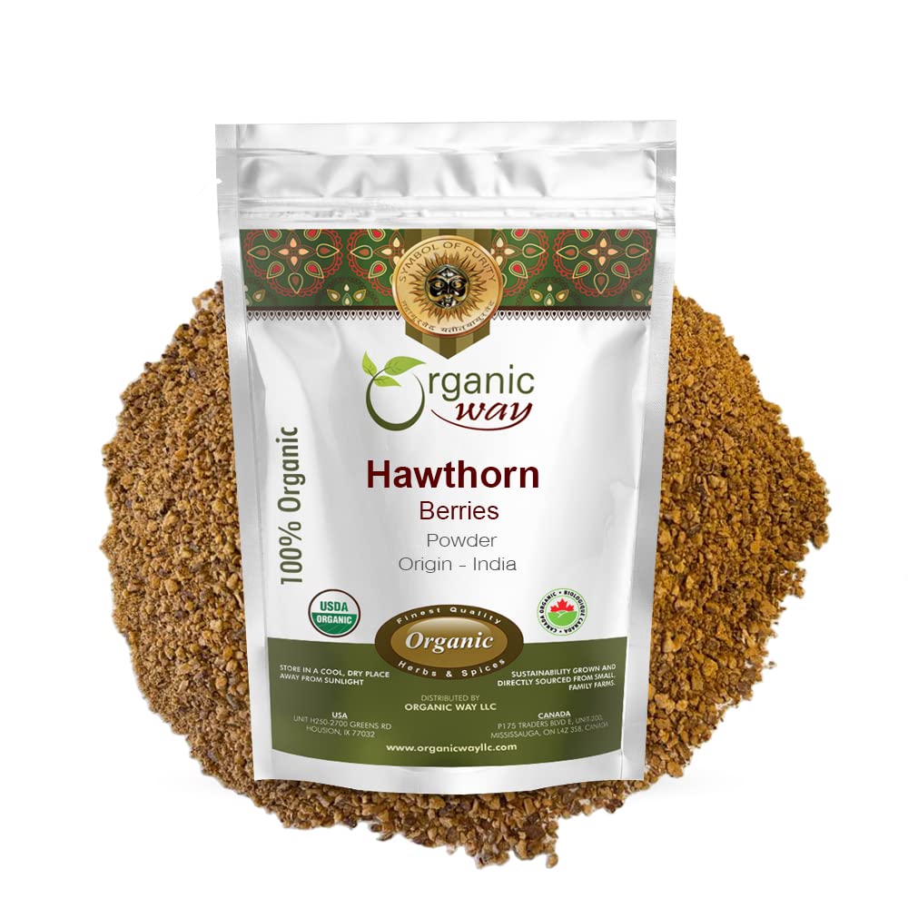 Organic Way Hawthorn Berry Powder (Crataegus monogyna) - European Wild-Harvest Measures 124; Organic & Kosher Certified Measures 124; Vegan Measures 124; Non GMO & Gluten Free Measures 124; USDA Certified Measures 124; Oprindelse - Albanien (1 / 4 LBS / 4 Oz)