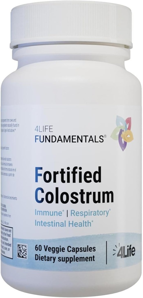 4Life - Forsænket Colostrum - Bovine Colostrum Veggie Kapsler til immun, Absorptiv, Luftveje og Hjernefunktion Støtte med Lactoferrin, Lactalbumin, og mælk Fat Globule Membrane - 60 Kapsler
