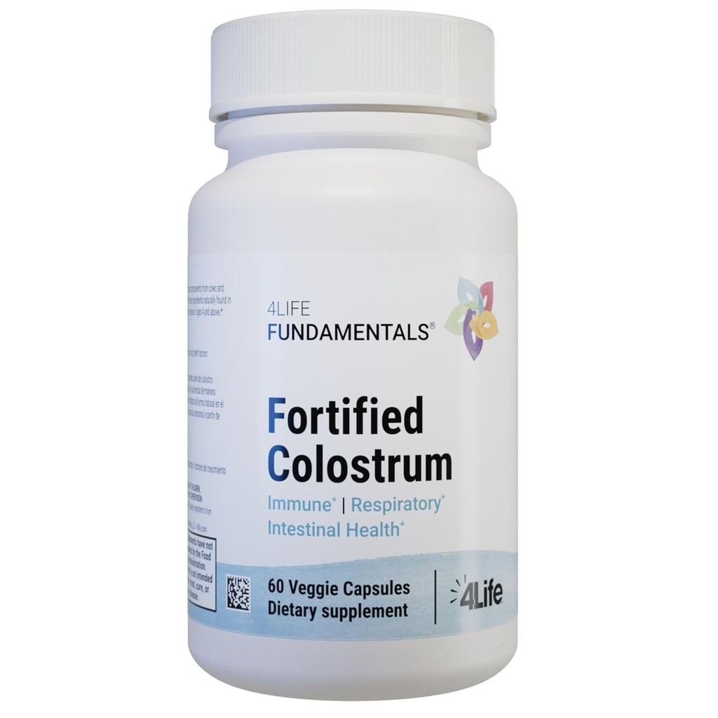 4Life - Forsænket Colostrum - Bovine Colostrum Veggie Kapsler til immun, Absorptiv, Luftveje og Hjernefunktion Støtte med Lactoferrin, Lactalbumin, og mælk Fat Globule Membrane - 60 Kapsler