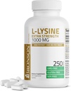 Bronson L- Lysin Extra Strength 1000 MG per tablet høj potens, immunforsvar & støtter Collagen Syntese, Non- GMO, 250 vegetariske tabletter