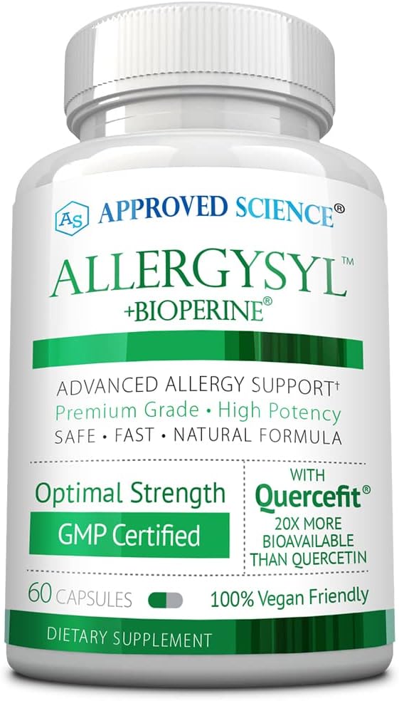 Godkendte Science Allergysyl - Lavere intensitet af sæsonallergier, Boost Immunity, rig på antioxidanter - Vegansk Friendly - 60 kapsler - Made in USA
