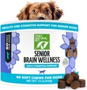 KUN NATURLIG PET Senior Brain Wellness Hund Chews - Små, Medium & Large Breeds, Tandløse & Ældre Hunde, Soft Chicken & Bacon Flavor Snacks, Bagte Treatings - 60 Greve